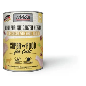 Sparpaket 24 x 800 g Mac's Huhn pur mit ganzen Geflügelherzen Adult Katzen Nassfutter Markenware